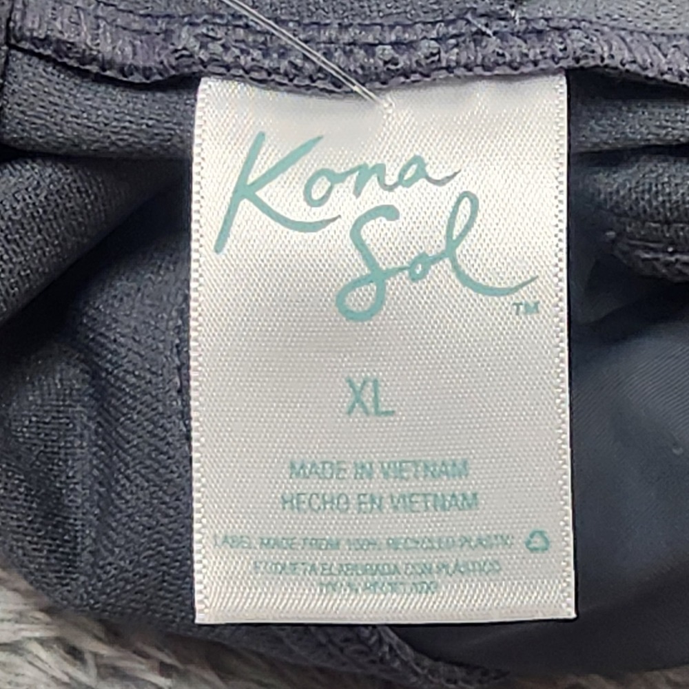 Kona Sol Tankini Top Womens XL Gray Cinched Front Ruched V-Neck Swimwear NEW - Picture 6 of 14